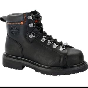 Harley-Davidson Women's Gabby Black Leather Steel Toe Chunky Work Boot 7